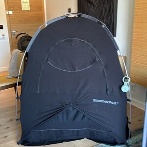 Slumberpod black with grey WITH FAN Blackout Sleep Tent for Pack and Play Cribs